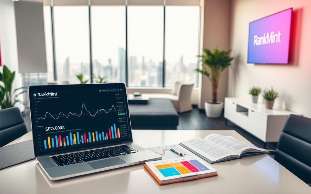 Professional workspace showcasing RankMint SEO features and analytics dashboard in RankMint Review.