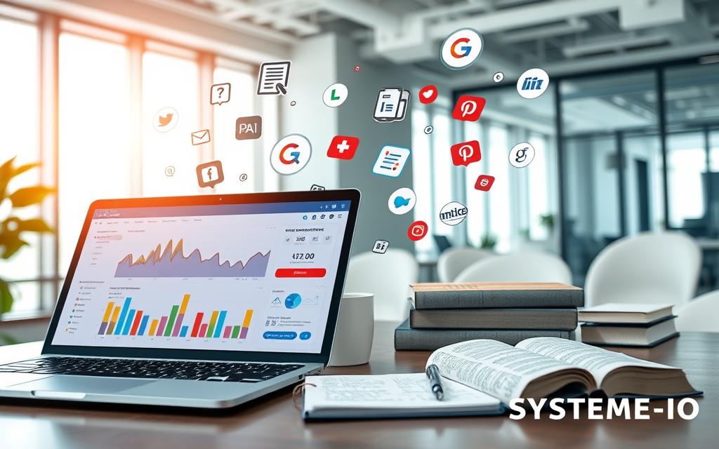 SEO Optimization on the Systeme.io Platform A professional workspace showing SEO optimization for a website built on systeme.io.