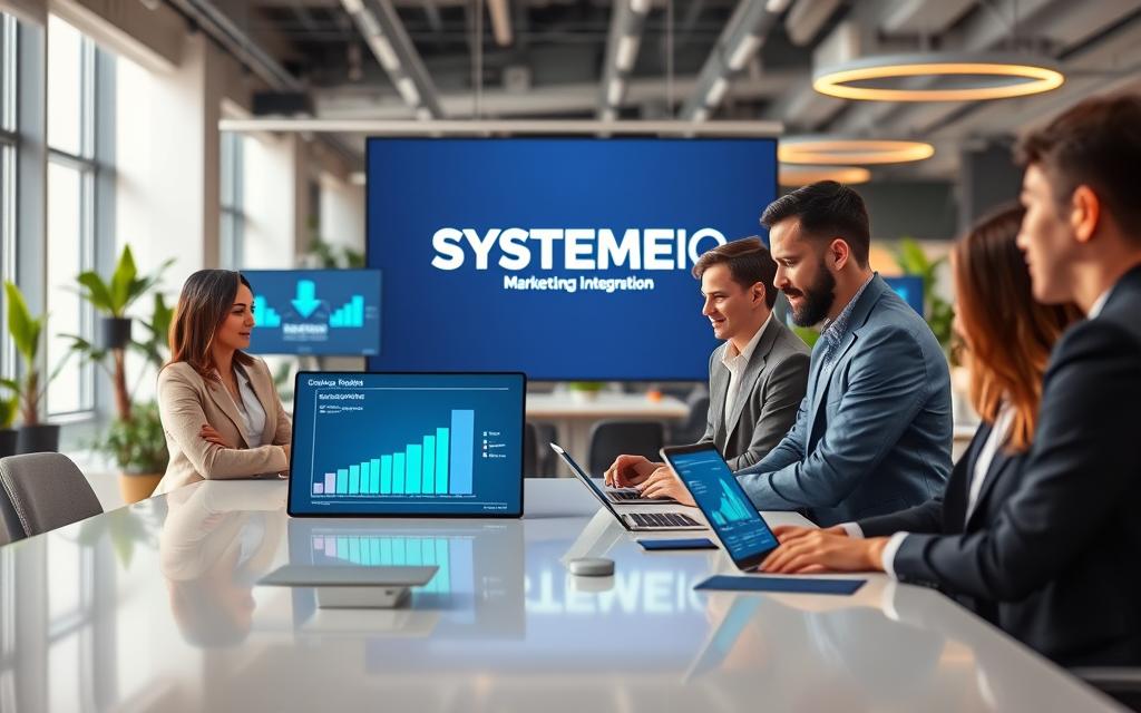 2026 Software Integration Workspace Marketing team analyzing platform integrations on digital screens.