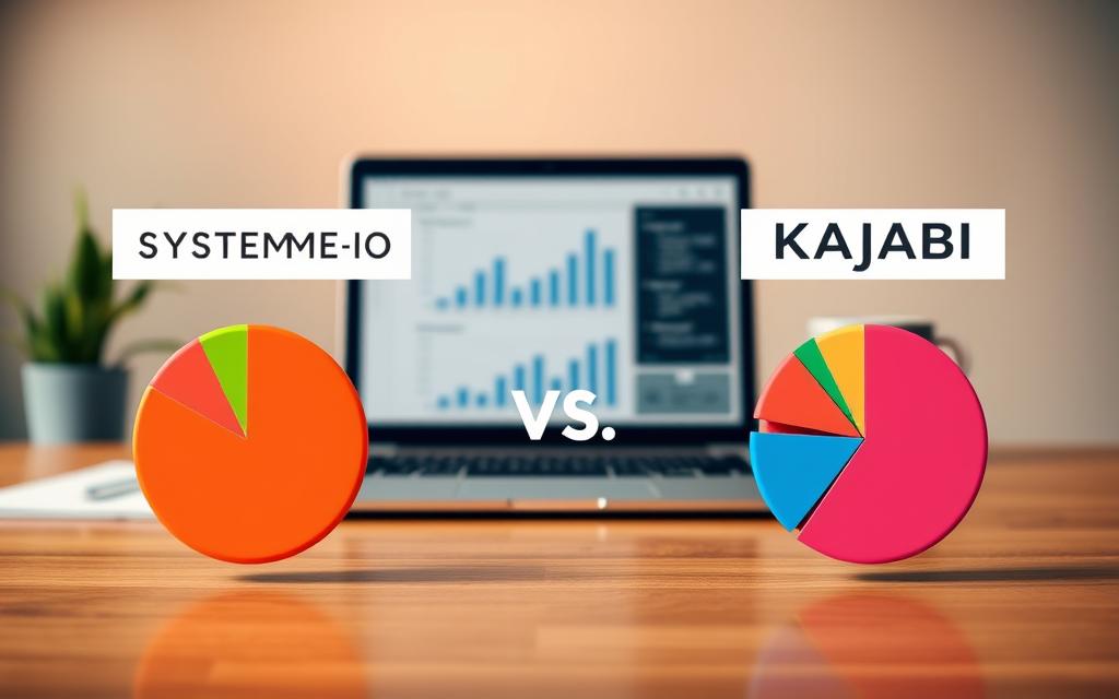 Systeme.io vs Kajabi Cost Comparison Budget comparison graphic for Systeme.io vs Kajabi costs